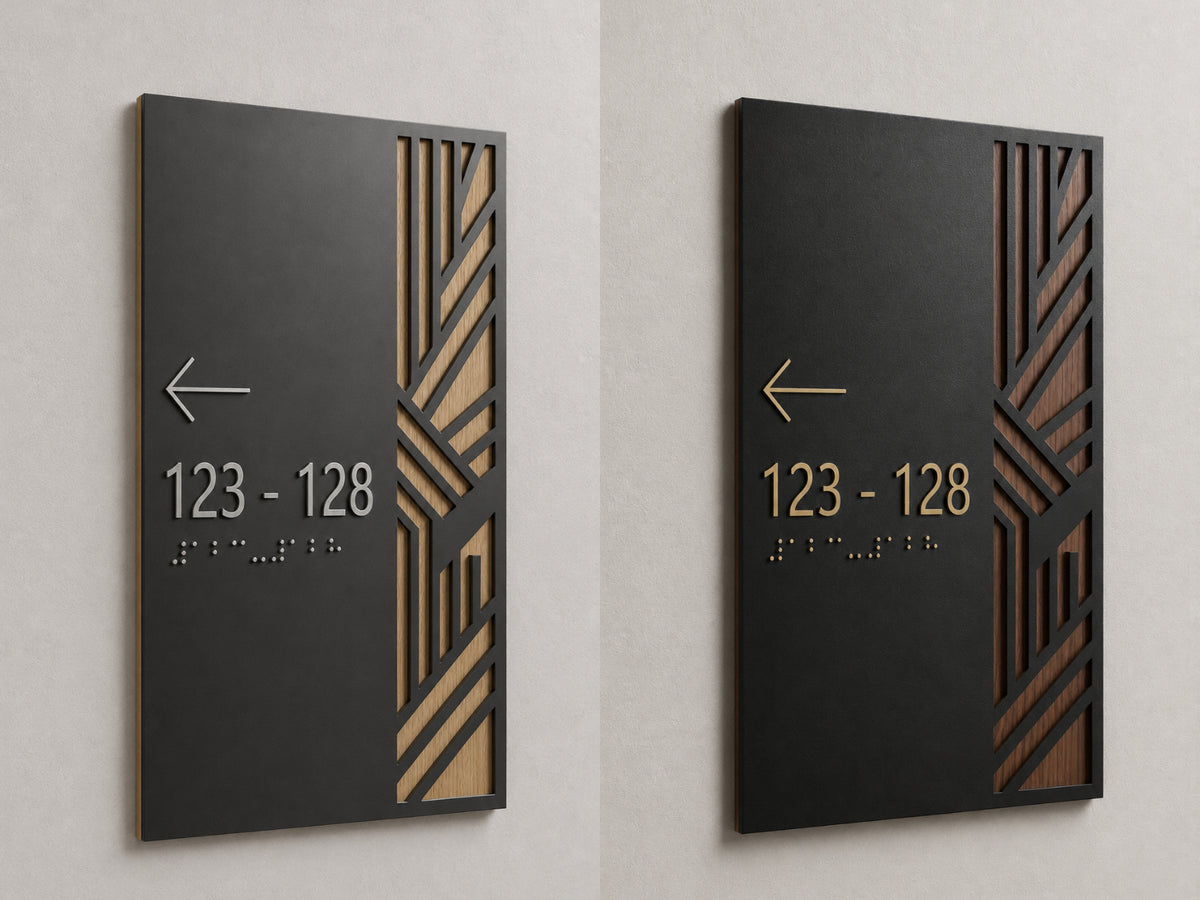 Geometric Braille Wayfinding Sign for Modern & Inclusive Spaces