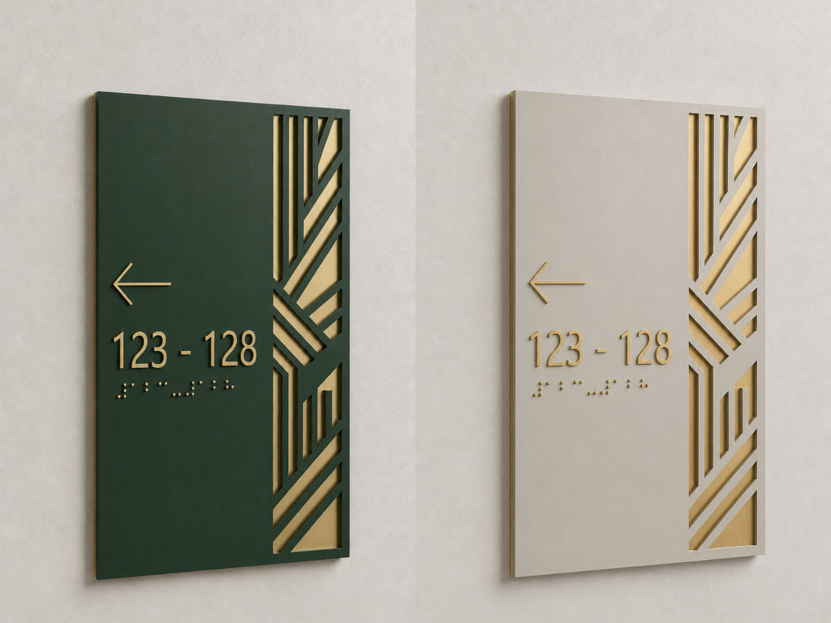 Geometric Braille Wayfinding Sign for Modern & Inclusive Spaces