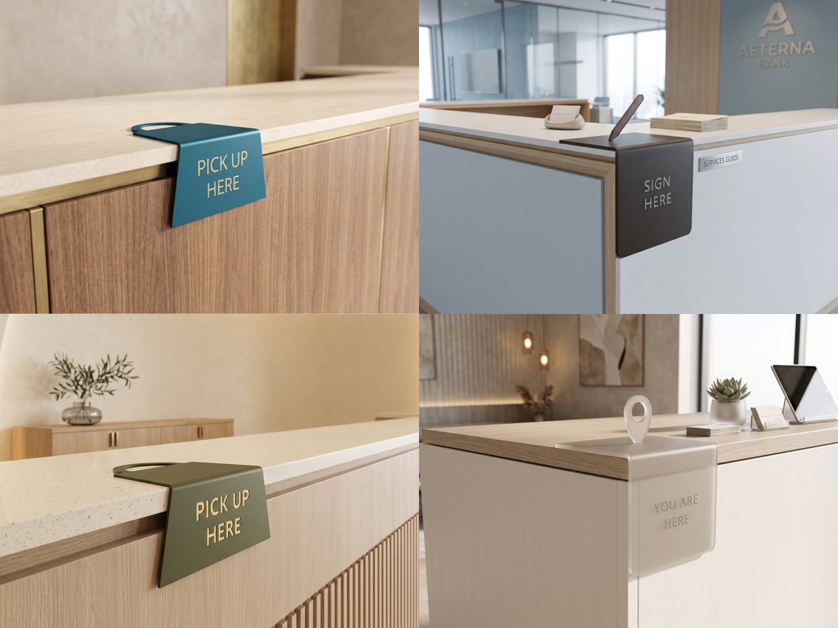 Tabletop Signage with Iconic Forms for Premium & Creative Spaces