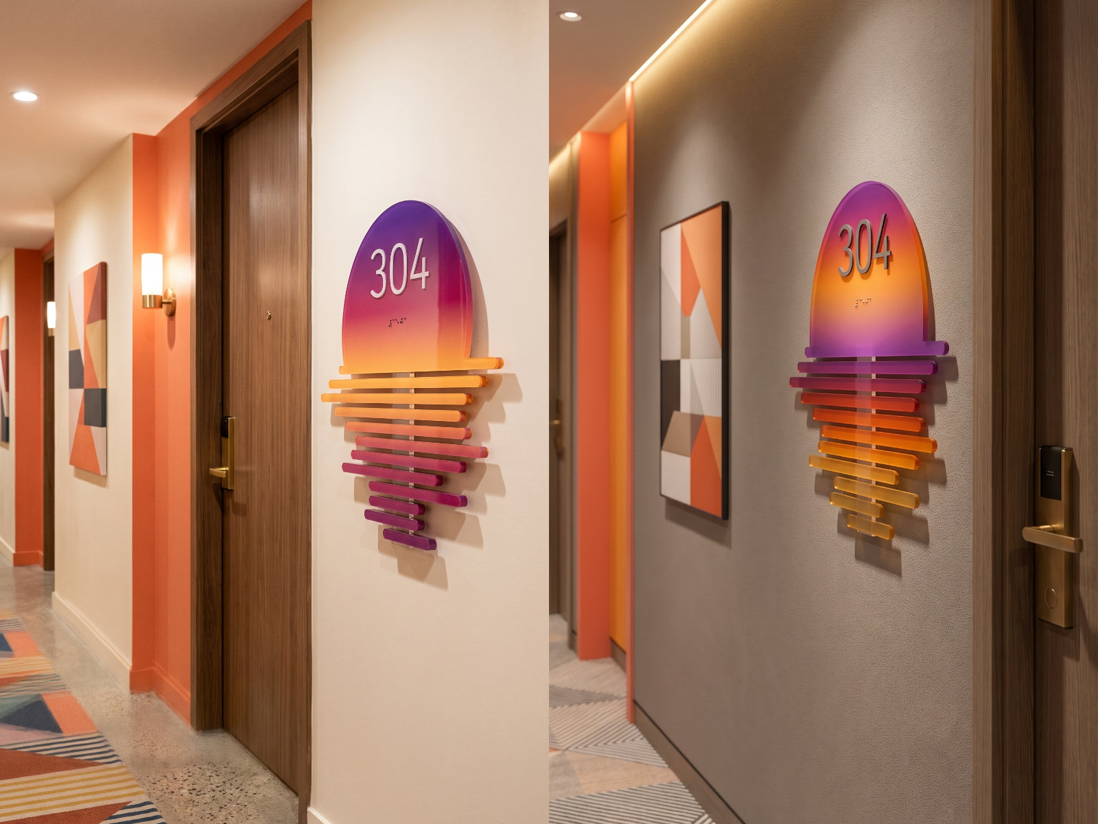 Sunset Reflection Braille Door Sign for Accessible & Refined Spaces