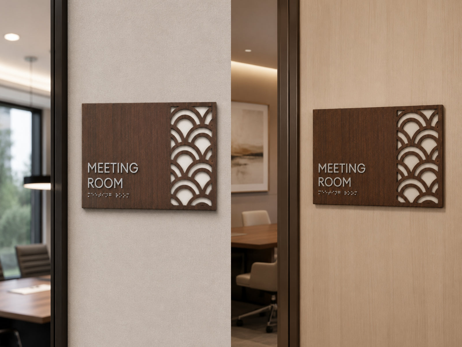 Walnut Wood Braille Door Signs for Premium & Inclusive Spaces