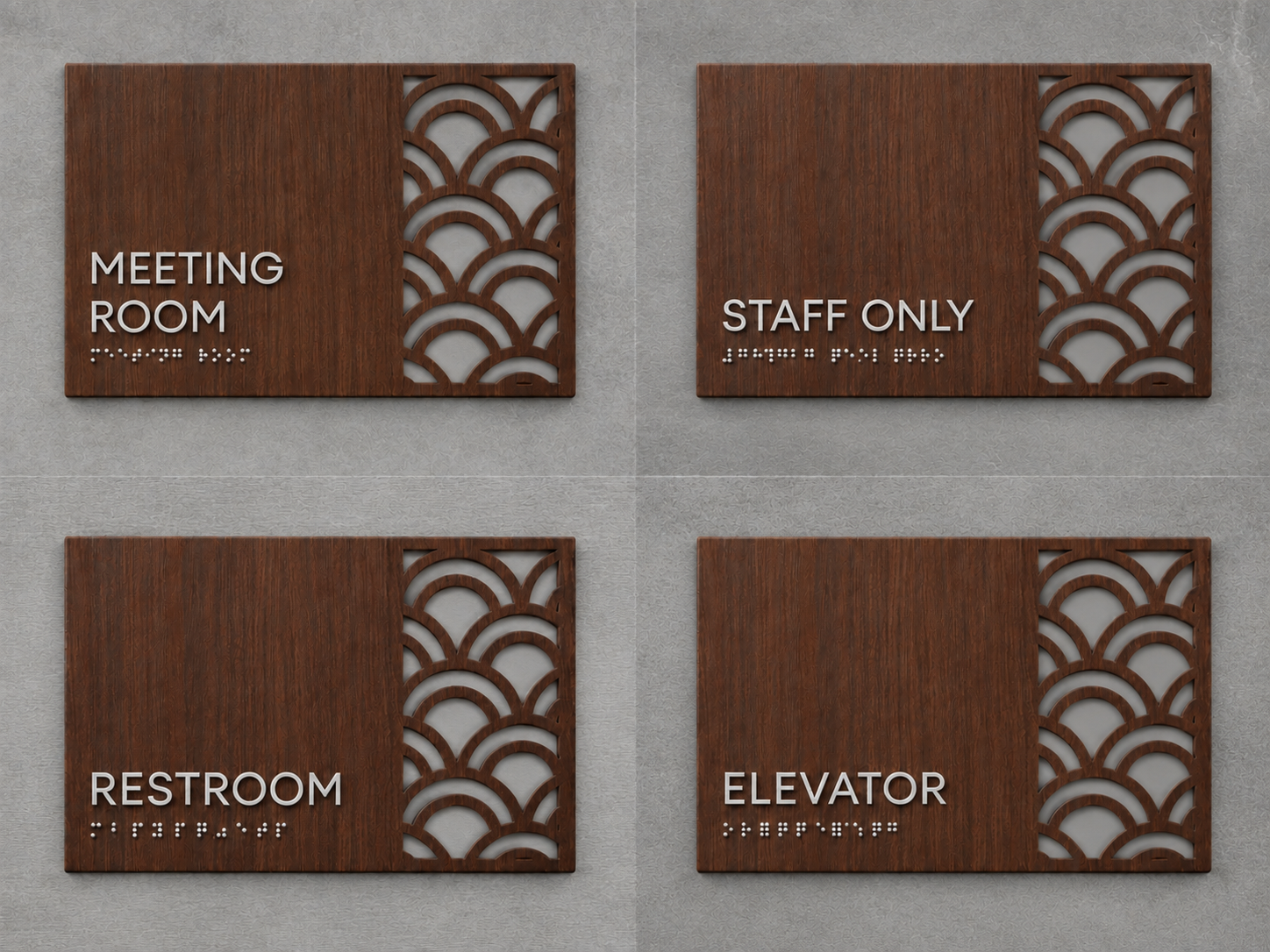 Walnut Wood Braille Door Signs for Premium & Inclusive Spaces