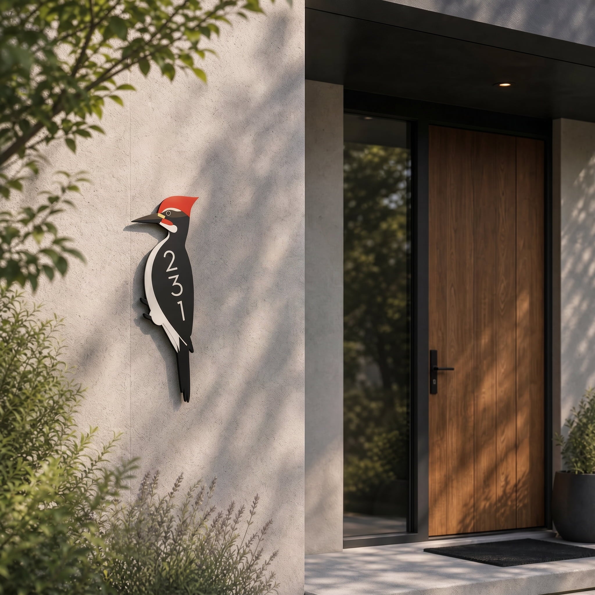 Woodpecker House Number Plaque