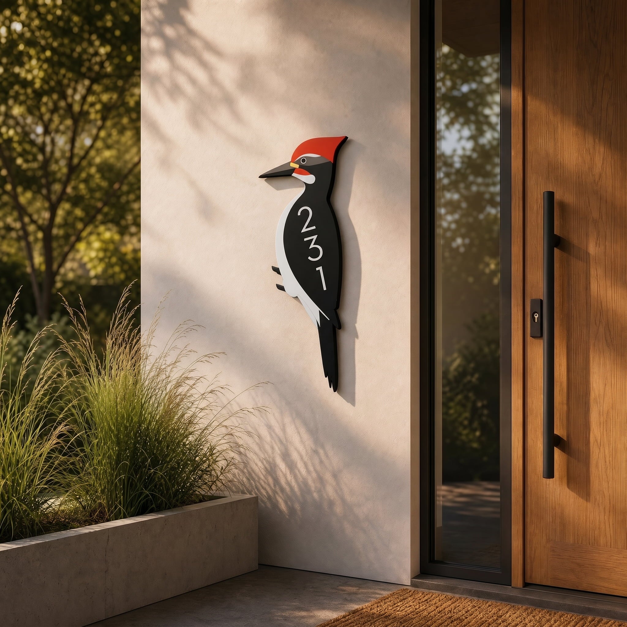 Woodpecker House Number Plaque